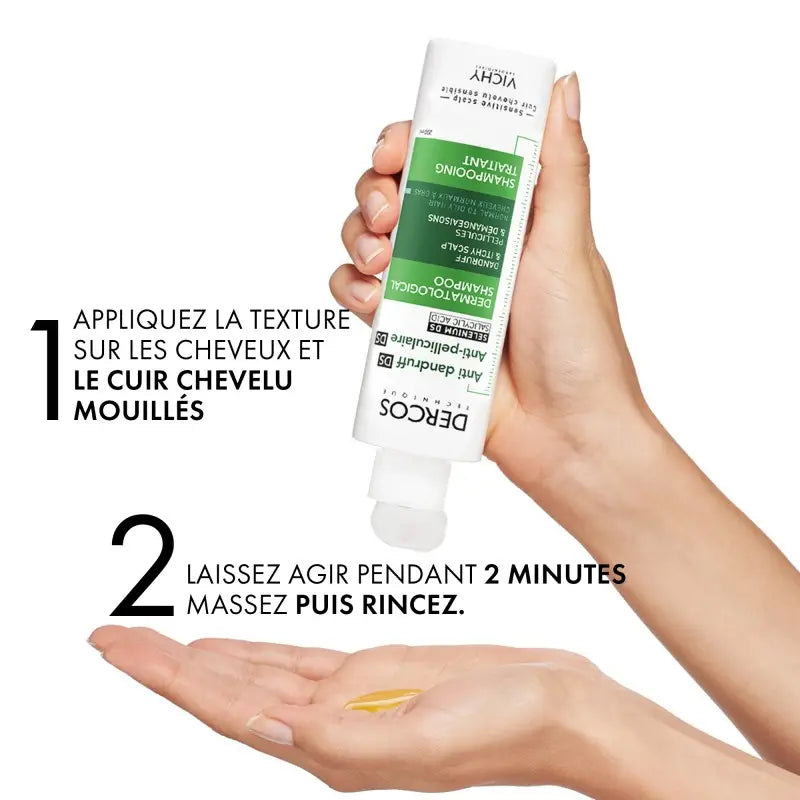 VICHY Dercos Shampooing texture formule traitant antipelliculaire cheveux normaux gras pellicules élimination mousse douce - novaparapharmacie