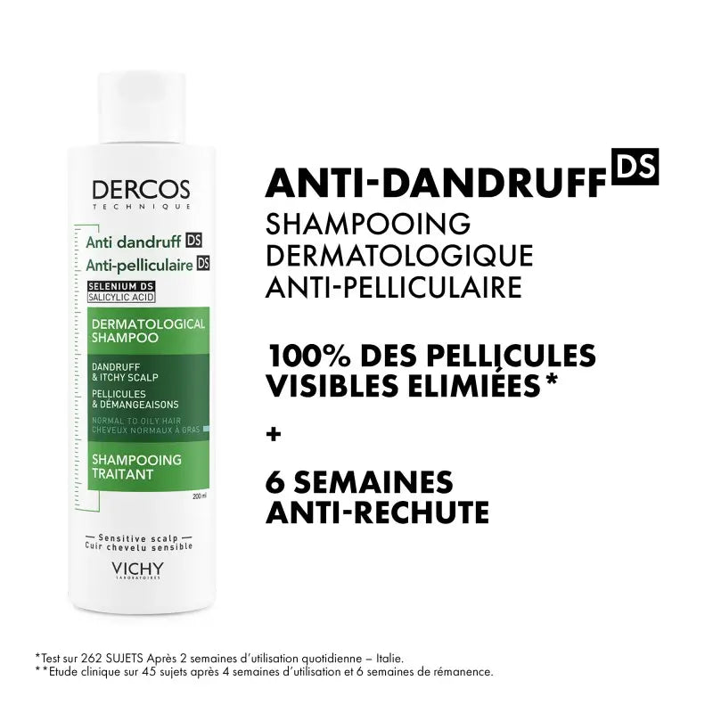 VICHY Dercos Shampooing bénéfices traitant antipelliculaire cheveux normaux gras pellicules élimination prévention - novaparapharmacie