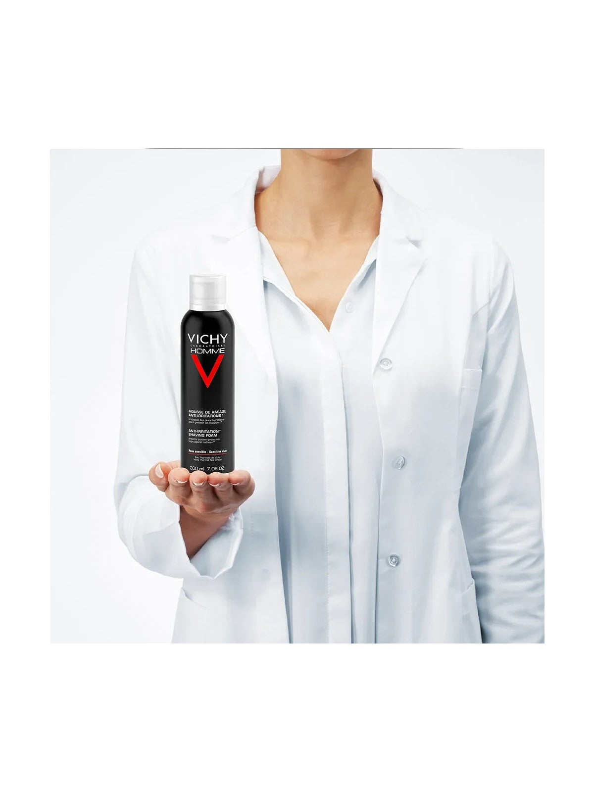 Packaging Vichy Homme Mousse Rasage Anti-Irritations 200ml Aérosol Peaux Sensibles Confort - novaparapharmacie