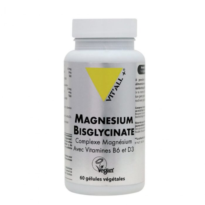 VITALL+ MAGNESIUM BISGLYCINATE VITAMINE B6 ET D3 60 GELULES | Nova Para