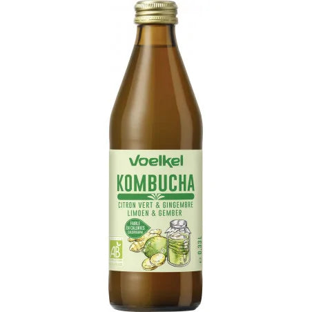VOELKEL Kombucha Gingembre Citron Bio 330ml boisson fermentée probiotiques digestion détox gingembre - novaparapharmacie