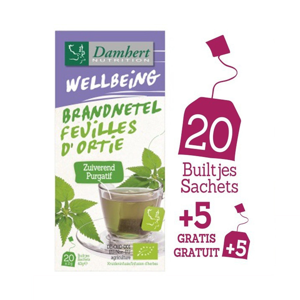 Damhert Wellbeing Tea Time Feuilles D'Ortie Infusion D'Herbes 20+5 Sachets - Nova Para