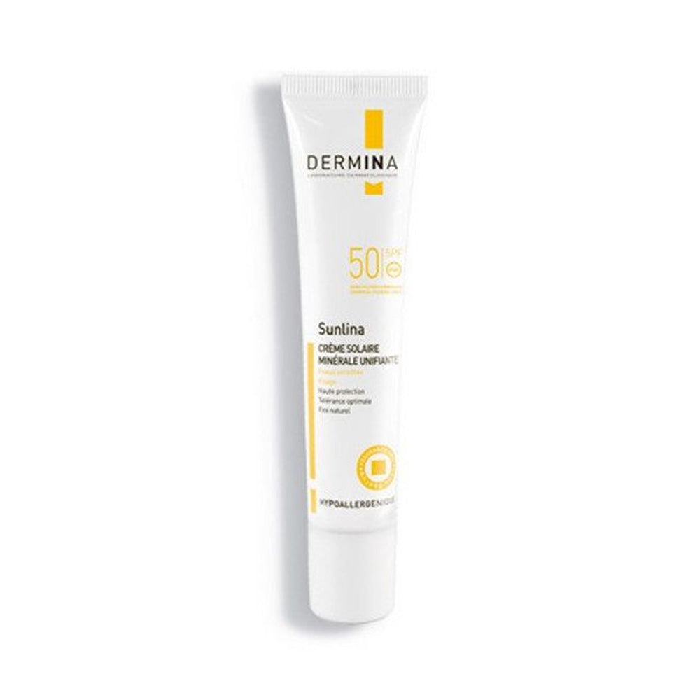 Dermina Sunlina Crème Minérale Unifiante Peau Sèche SPF50 40ml  | Nova Para