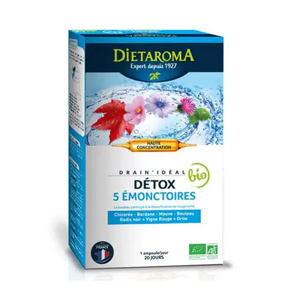 Dietaroma Detox 5 Emonctoires 20 Ampoules*15 ml nova parapharmacie prix maroc casablanca