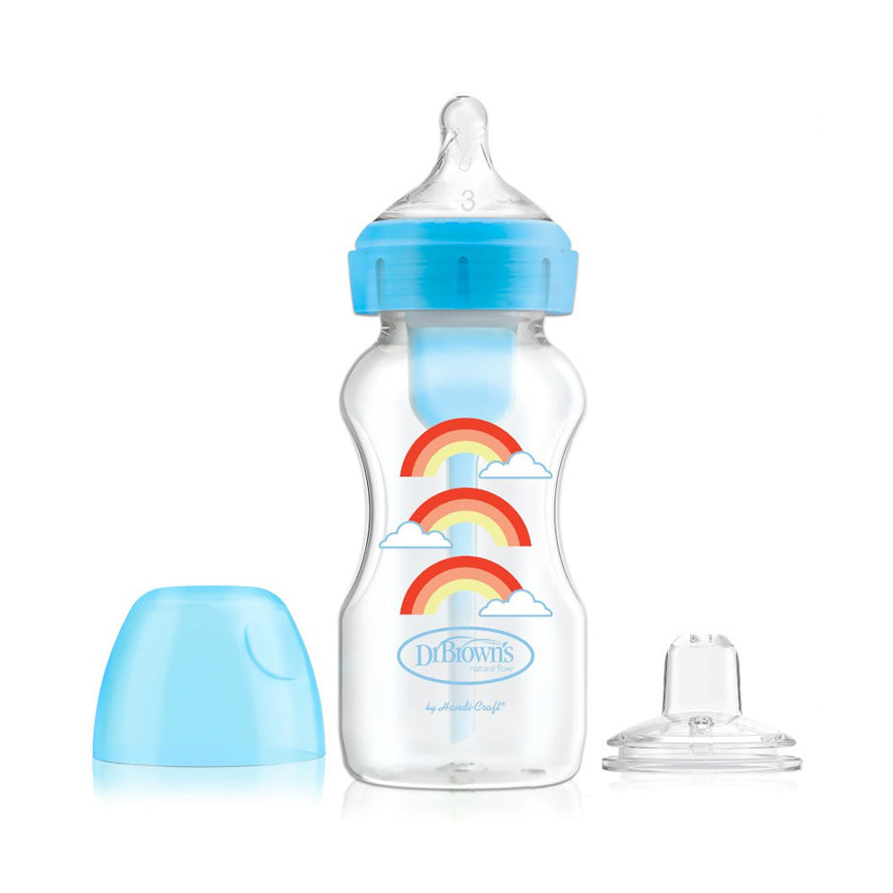 Dr brown's Biberon Cole Large Bleu Rainbows 270ml WB91605 - Nova Para