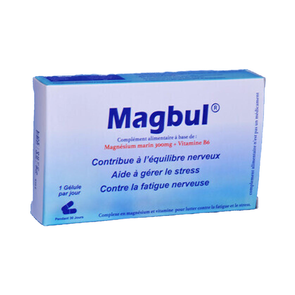 Magbul Magnésium Marin 300mg et De Vitamines B6 30 Gèlules - Nova Para