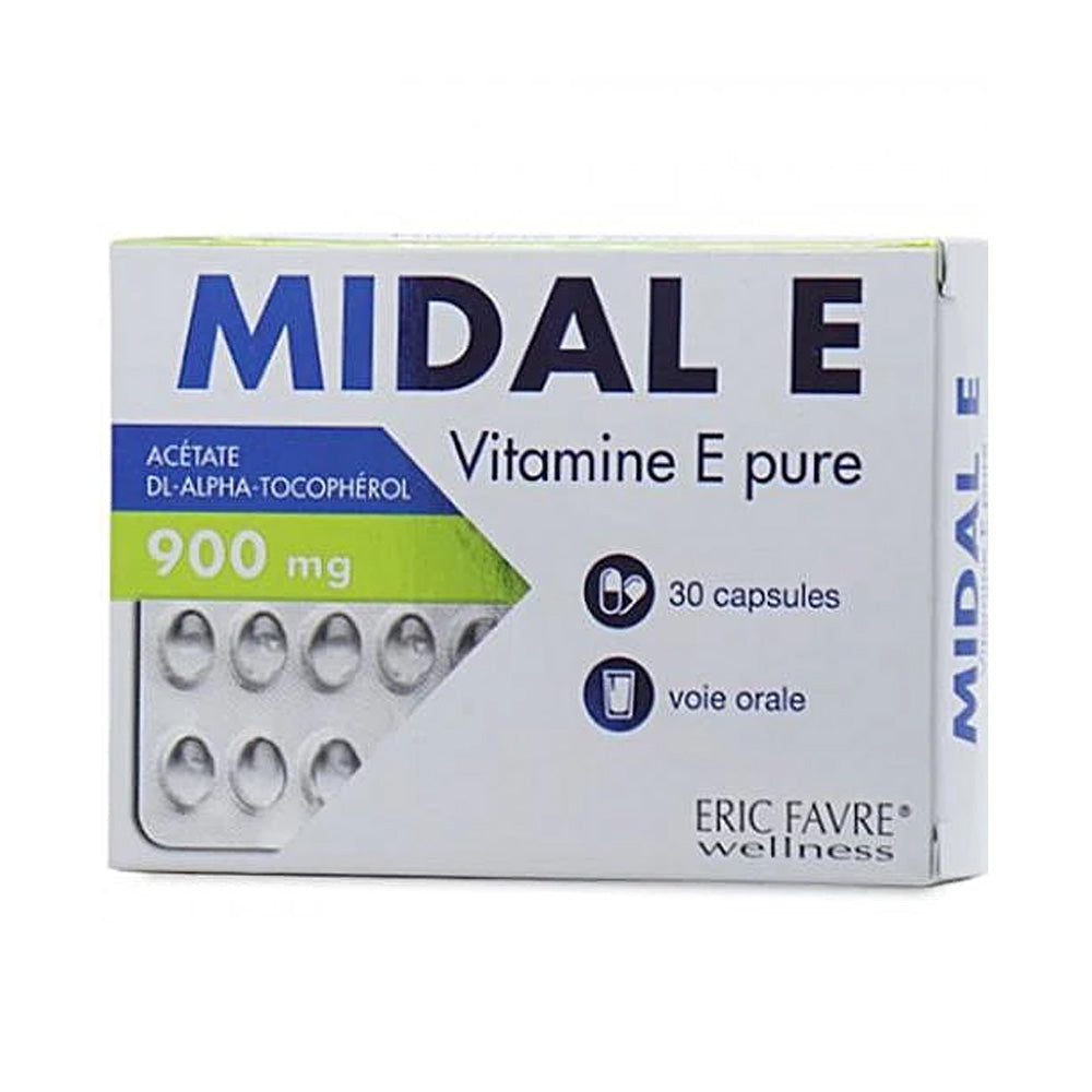 Midal E Vitamine E pure Eric Favre 900mg 30 Capsules nova parapharmacie prix maroc casablanca