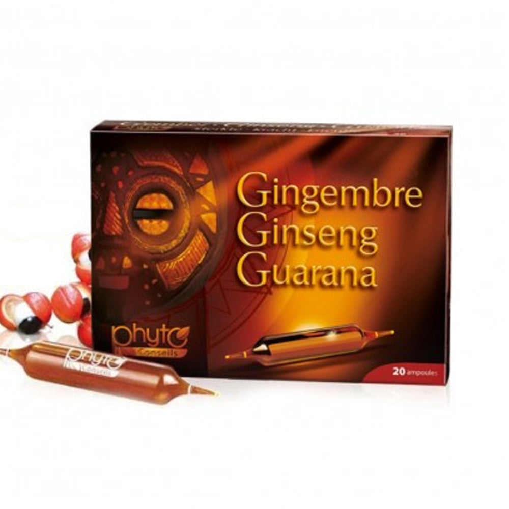 Phyto Conseils Gingembre Ginseng Et Guarana 20 Ampoules de 10ml - Nova Para