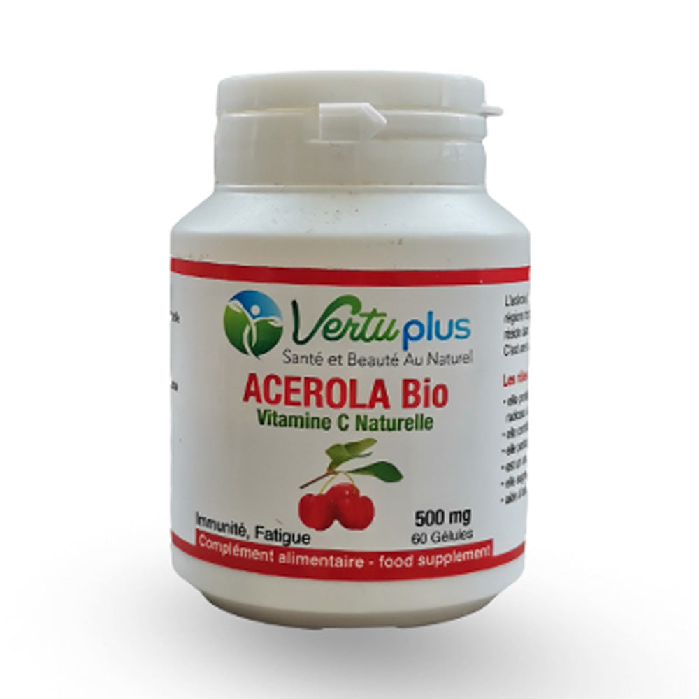 Vertu Plus Acerola Bio Vitamine C Naturelle 500 mg 60 Gélules nova parapharmacie prix maroc casablanca