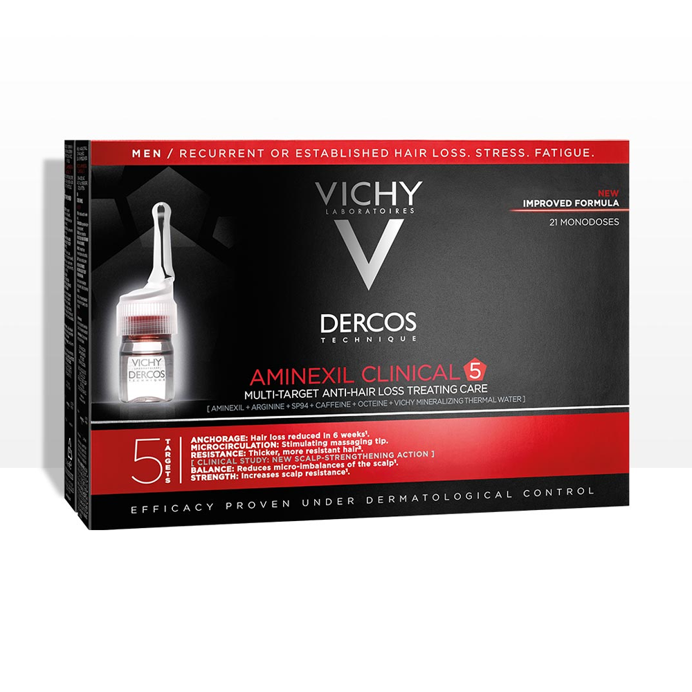Vichy Dercos Technique Aminexil Clinical 5 Homme 21 Ampoules nova parapharmacie prix maroc casablanca